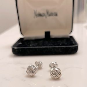 Neiman Marcus Barbell Sterling Silver Cuff Links